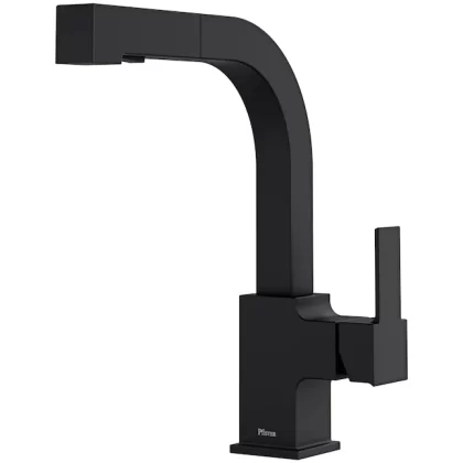 Pfister Arkitek Black Single Handle Deck-mount High-arc Handle Kitchen Faucet (Deck Plate Included)