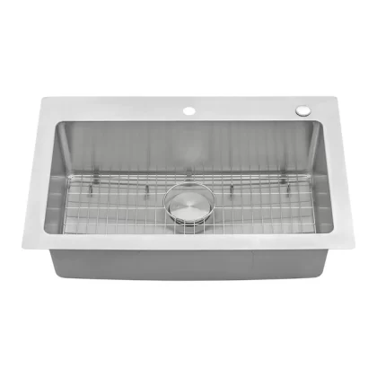 Ruvati RVM5001 Modena Drop-In 33-in x 22-in Brushed Stainless Single Bowl 2-Hole Kitchen Sink