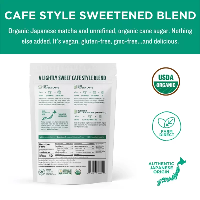 [SET OF 3] - Jade Leaf Organic Cafe style Matcha Latte Tea Mix