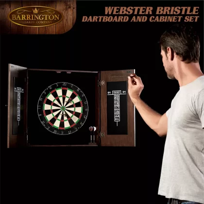 Barrington Webster Bristle Dartboard and Solid Wood Cabinet Set