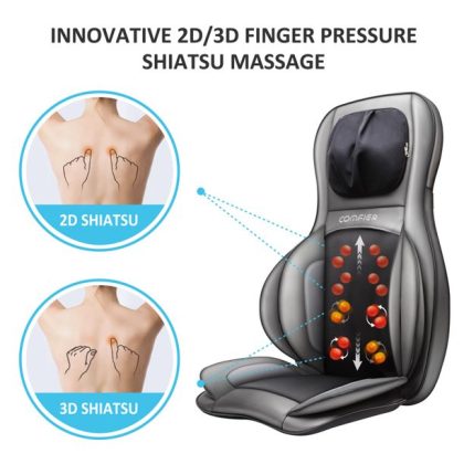 Comfier Shiatsu Neck & Back Massager Chair, 2D/3D Back Massage Cushion