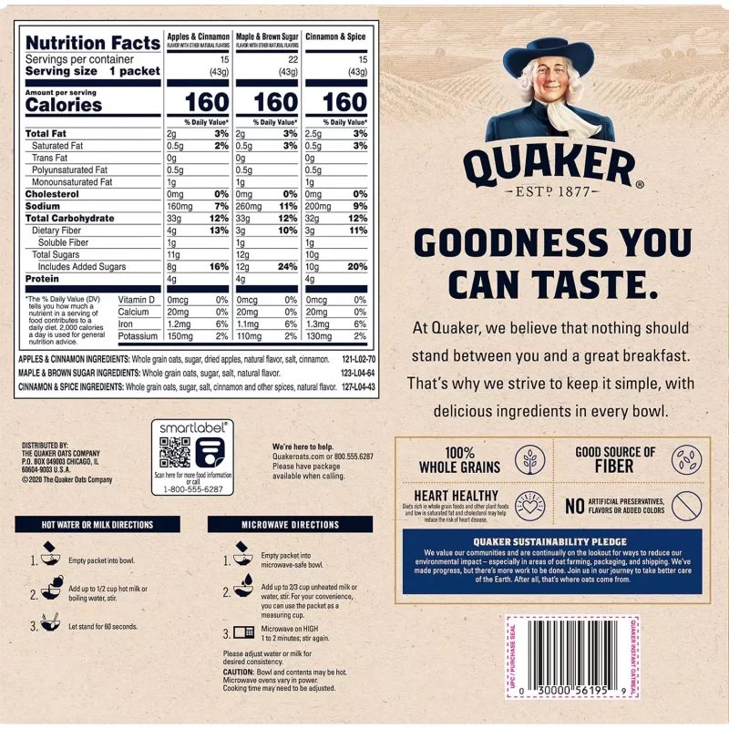 [SET OF 3] - Quaker Instant Oatmeal Variety Pack (52 pk./set)