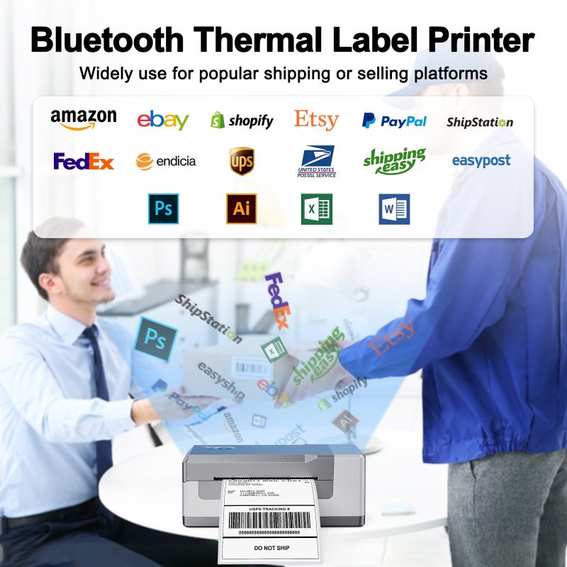 Tordorday Bluetooth Thermal Shipping Label Printer for 4×6 (RH40BT-SG)