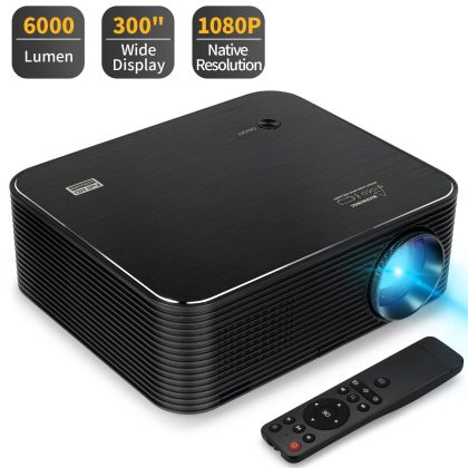 Apeman LC650 Native 1080P Projector, Support 4K, 300" Screen, 4D Electronic Keystone, 75% Zoom