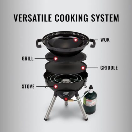 Coleman Gas Camping Stove, 4 in 1 Portable Propane Cooking System, Black