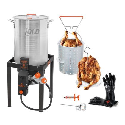 Loco Cookers 36 Qt. SureSpark Turkey Fryer with Gloves and Injector