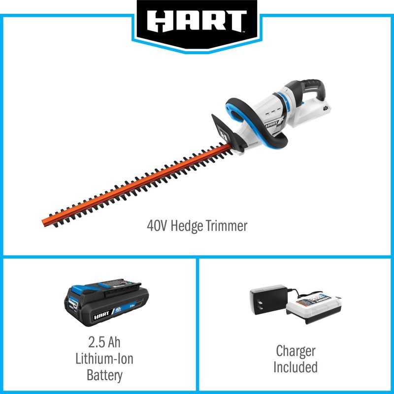Hart HLHT011VNM 40-Volt Cordless Hedge Trimmer Kit (1) 2.5Ah Lithium-Ion Battery