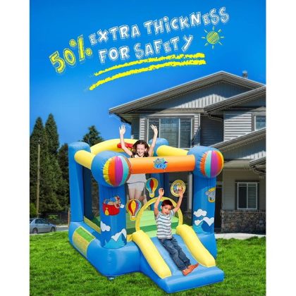 Action Air Bounce House, Inflatable Bouncer With Air Blower, Jumping Castle With Slide