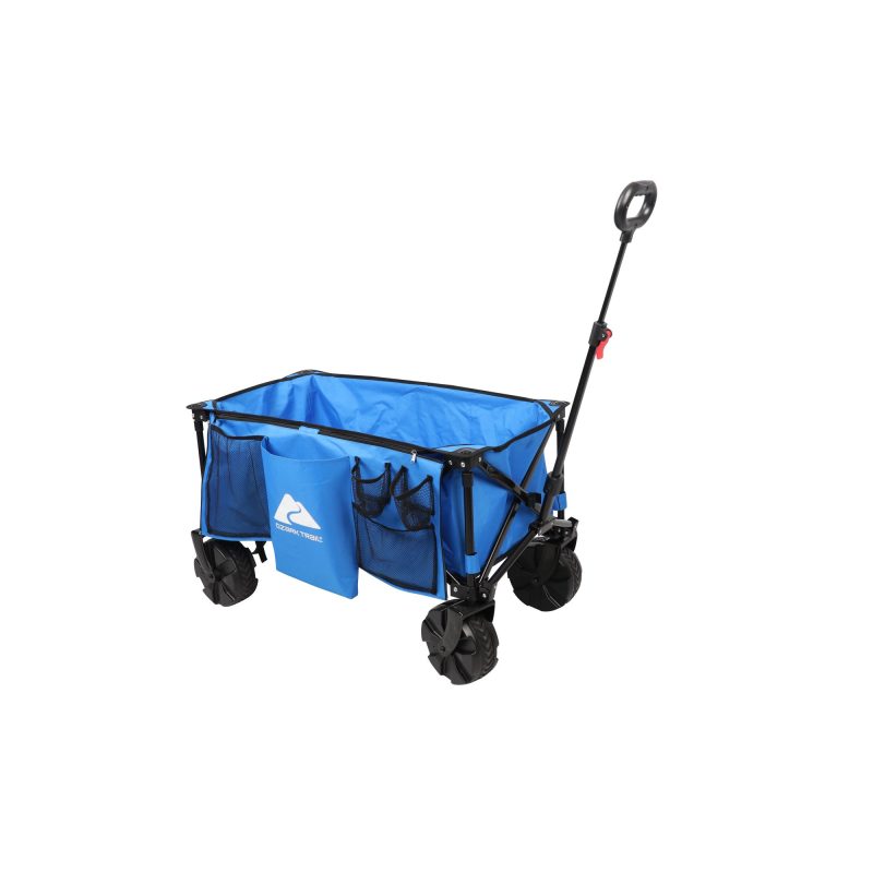 Ozark Trail Camping All-terrain Folding Wagon with Oversized Wheels, Blue