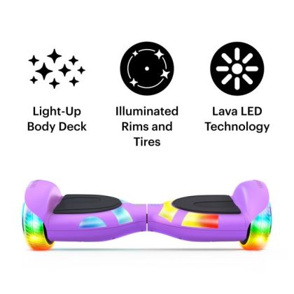 Jetson Litho X Hoverboard Weight Limit 220 Lb. 12 Purple Lava LED technology, Light-Up Deck, Illuminated Rims Tires