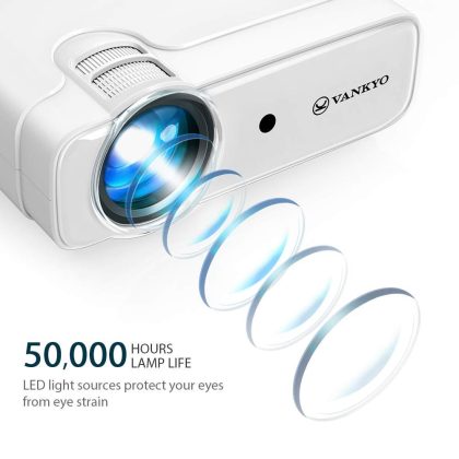 Vankyo Leisure 430 Mini Movie Projector, 236" Display, Support 1080P, Hi-Fi Built-in Speaker, 50,000 Hours LED Lamp Life