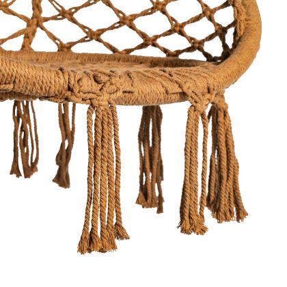 Bliss Hammocks Brown 31.5" Wide Macramé Swing Chair, Eco-Friendly Cotton & Bohemian Style Design