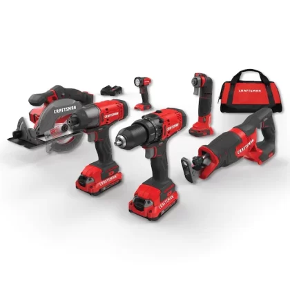Craftsman V20 6-Tool 20-Volt Max Power Tool Combo Kit With Soft Case (2-Batteries Included And Charger Included)