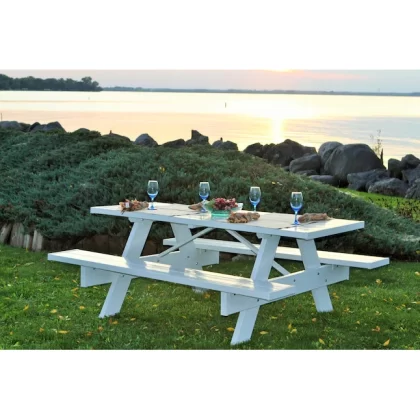 DuraTrel 72-in White Rectangle Picnic Table