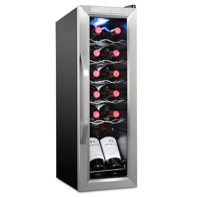 Ivation 9.92-in 12-Bottle Capacity Stainless Steel Freestanding Wine Cooler