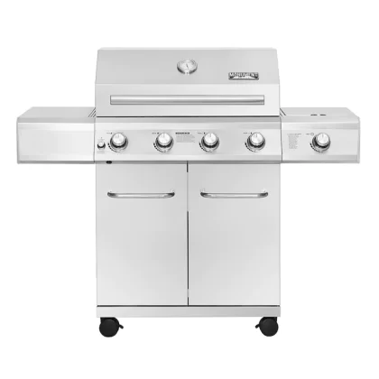 Monument Stainless Steel 4-Burner Liquid Propane Gas Grill With 1 Side Burner