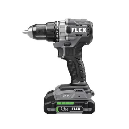Flex 24-volt 1/2-in Single Sleeve Keyless Ratchet Brushless Cordless Drill, 2-Batteries Included & Charger Included (FX1151-2A)