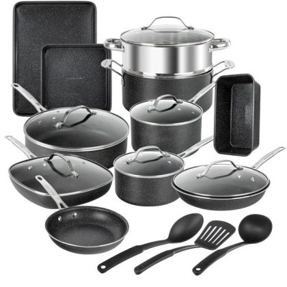 Granite Stone 20 Piece Complete Cookware + Bakeware Set with Ultra Non-stick 100% PFOA Free Coating