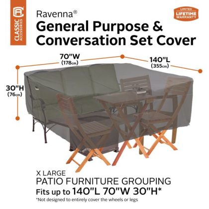 Classic Accessories Ravenna Water-Resistant 140 Inch General Purpose Patio Furniture Cover