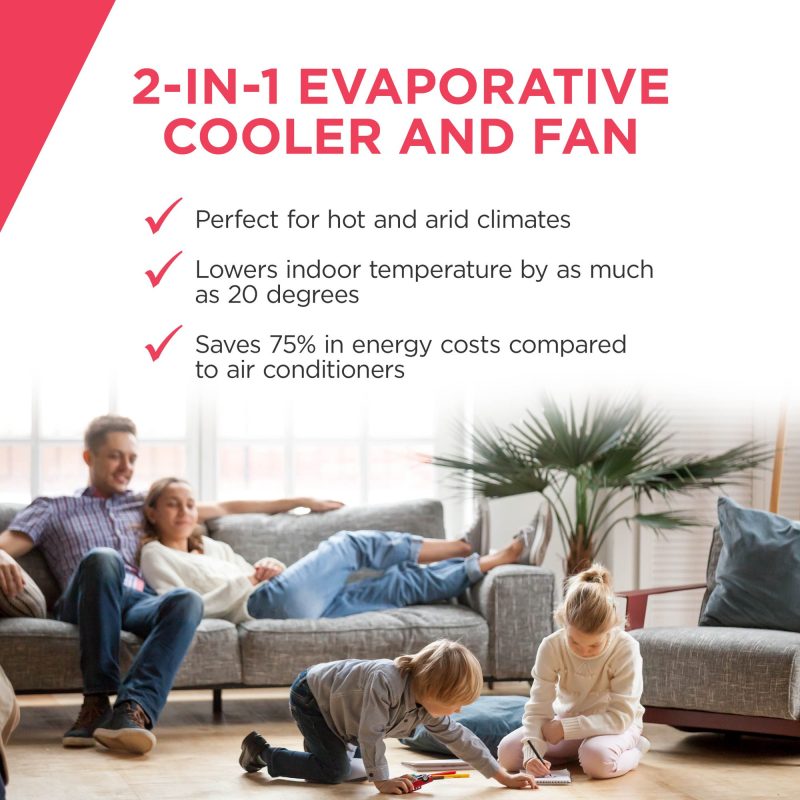 Frigidaire EC200WF 2-In-1 Evaporative Air Cooler and Fan, 250 sq. ft. with Wide Angle Oscillation, White