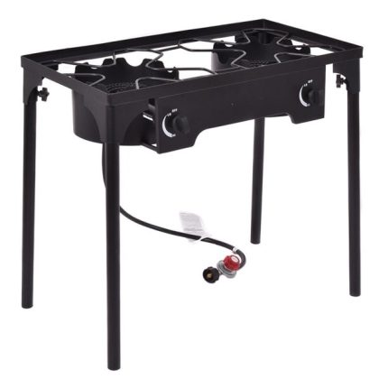Costway Double Burner Gas Propane Cooker Outdoor Camping Picnic Stove Stand BBQ Grill