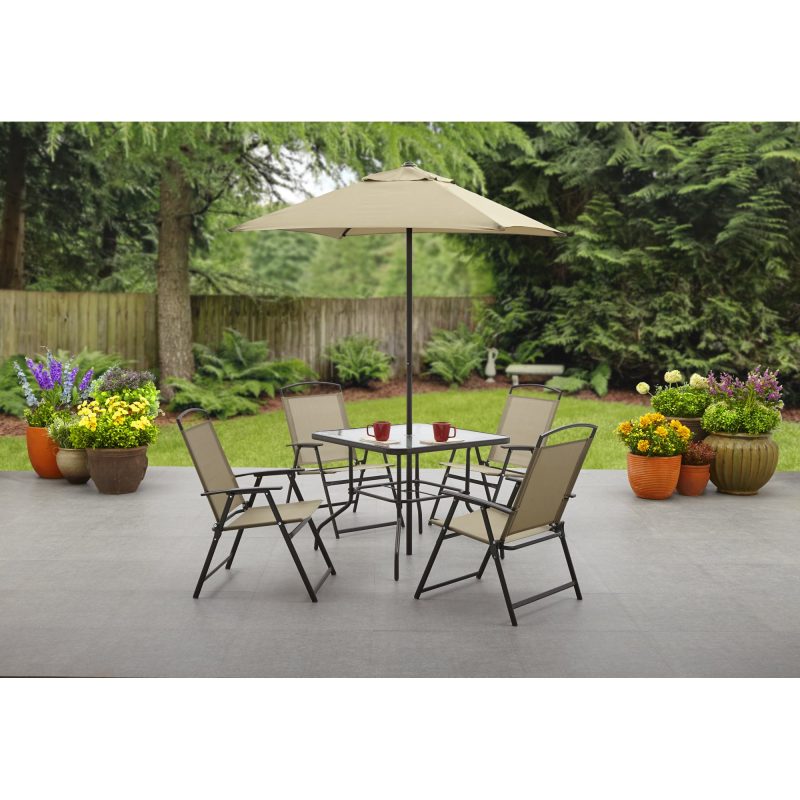 Mainstays Albany Lane 6 Pieces Outdoor Patio Dining Set, Tan