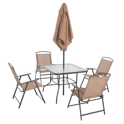 Mainstays Albany Lane 6 Pieces Outdoor Patio Dining Set, Tan