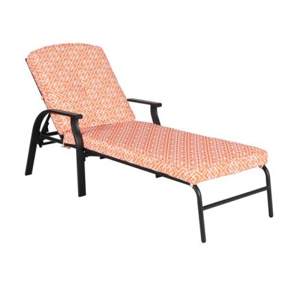Mainstays Belden Park Cushion Steel Outdoor Chaise Lounge - Orange/White