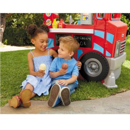 Little Tikes 2-in-1 Food Truck 20-Piece Plastic Pretend Play Kitchen Toys Playset