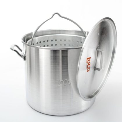 Loco Cookers 80 Quart Propane Boiling Kit With Twist And Steam, Stainless Steel