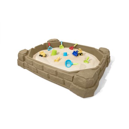 Step2 Naturally Playful 4' Rectangular Sandbox with Cover Sandstone Beige