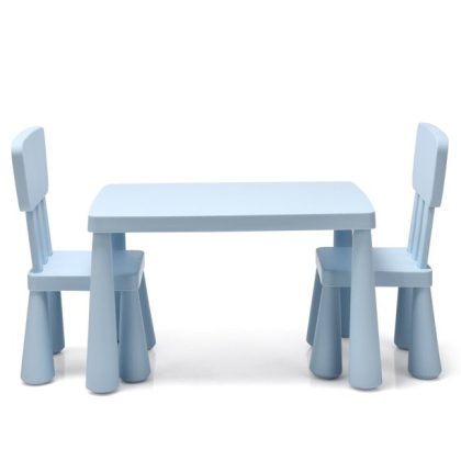 Gymax Toddler Activity Play Dining Study Desk Kids Table & 2 Chairs Set Baby Gift Blue