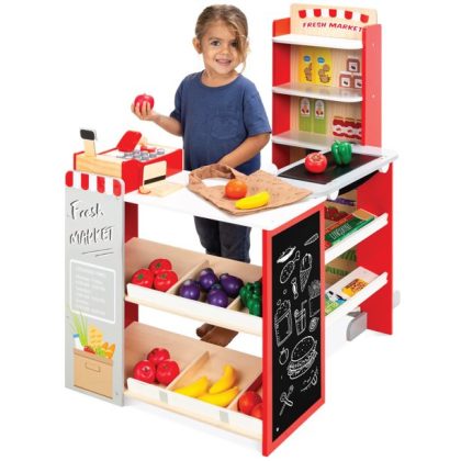 Best Choice Products Kids Pretend Play Grocery Store Wooden Supermarket Toy Set
