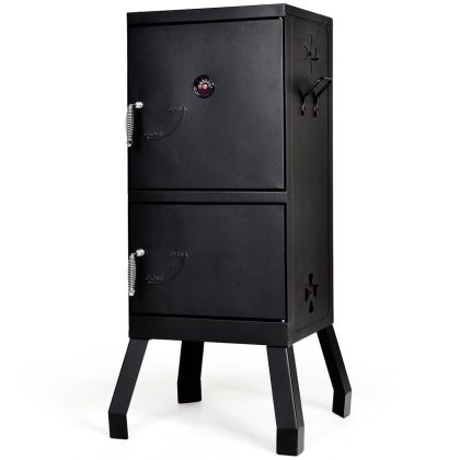 Costway OP3927 Vertical Charcoal Smoker BBQ Barbecue Grill w/ Temperature Gauge Outdoor Black