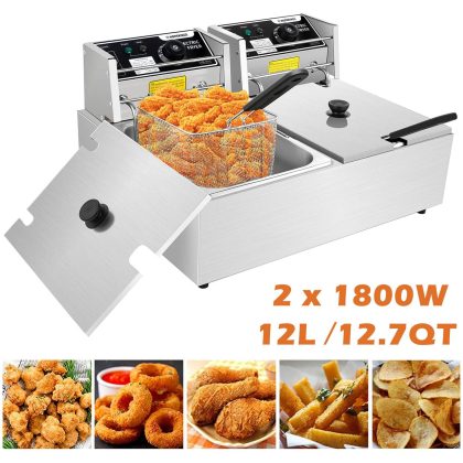 Generic 3600W Electric Deep Fryer with Dual Removable Basket and Lid