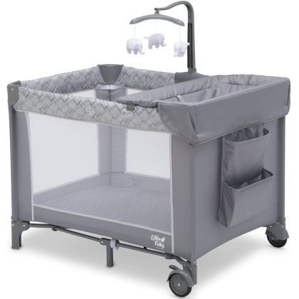 Little Folks by Delta Children LX Deluxe Play Yard with Removable Bassinet and Changing Table, Square Root