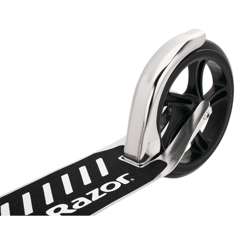 Razor A5 DLX Kick Scooter, 8" Large Wheels, Anti-Rattle Folding Aluminum Scooter, Silver - Easy Open