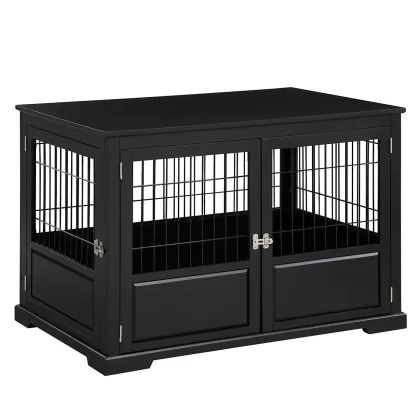 Zoovilla Fairview Triple Door Black Dog Crate, 43.2" L X 28.5" W X 30" H