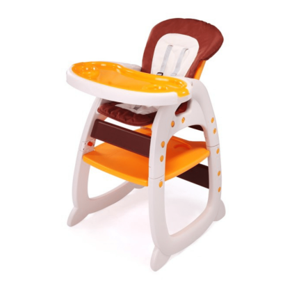 Hommoo 3 In 1 Baby High Chair, Convertible Play Table And Chair Set For Toddler, Adjustable Seat Back, Yellow