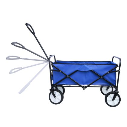 Anysun Collapsible Outdoor Utility Wagon, Heavy Duty Folding Garden Portable Hand Cart, with 8" Rubber Wheels, Blue