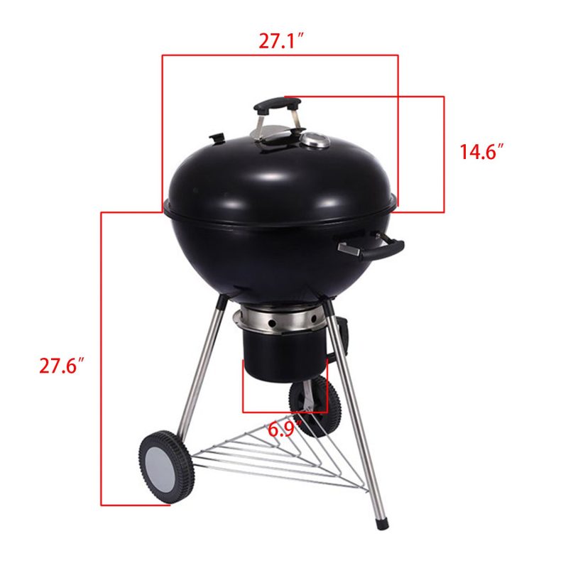 Sugift Portable Outdoor BBQ Grill 22" Premium Charcoal Grill, Black
