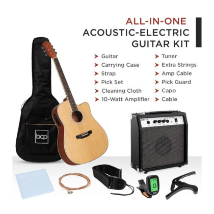 Best Choice Products Beginner Acoustic-Electric Guitar Starter Set 41" , Brown