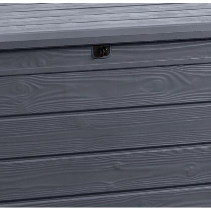 Keter Brightwood Outdoor Plastic Deck Box, All-Weather Resin Storage, 120 Gal, Anthracite Gray