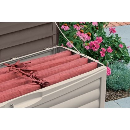 Suncast Outdoor Patio 103 Gallon Resin Deck Box, Light Taupe