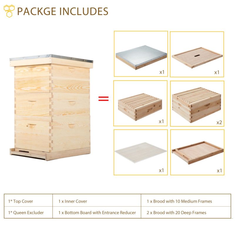 Preenex 30-Frame Hive Frame/Bee Hive Frame/Beehive Frames with Metal Roof for Beekeeping