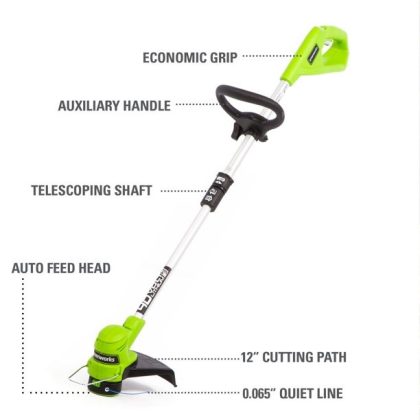 Greenworks 40V 12-inch String Trimmer with 2.0 Ah Battery and Charger, 2111702
