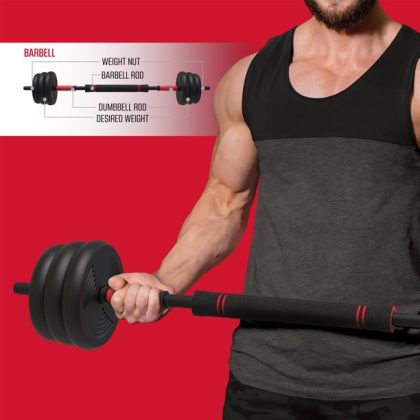 FitRx SmartBell Gym, 4-In-1 Portable Interchangeable Dumbbell, Barbell, and Kettlebell Set