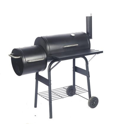 Aedilys 41" Charcoal Barrel Grill with Offset Smoker, for Large Event Gathering, Outdoor Camping, Black
