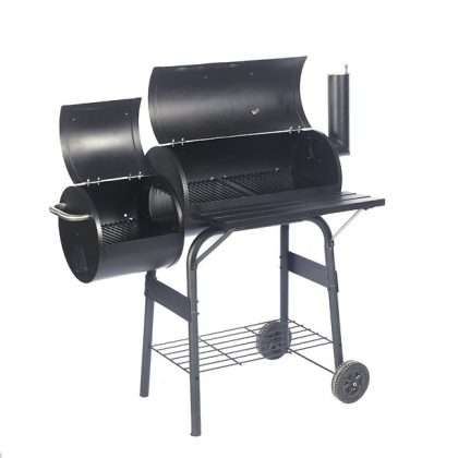 Aedilys 41" Charcoal Barrel Grill with Offset Smoker, for Large Event Gathering, Outdoor Camping, Black
