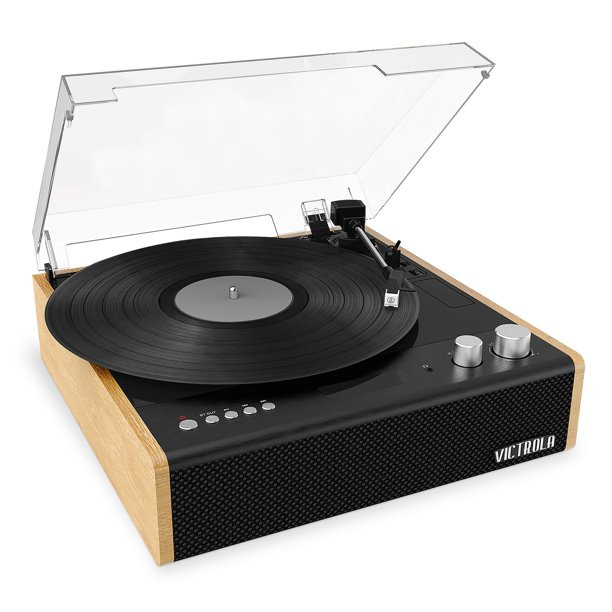 Victrola Eastwood 3-Speed Bluetooth Turntable With Built-In Speakers And Dust Cover, Black VTA72BAM